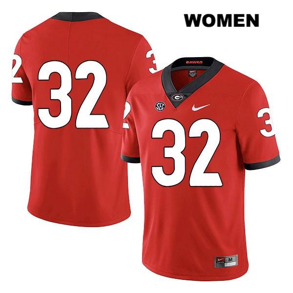 Georgia Bulldogs Women's Monty Rice #32 NCAA No Name Legend Authentic Red Nike Stitched College Football Jersey HTG8456RF
